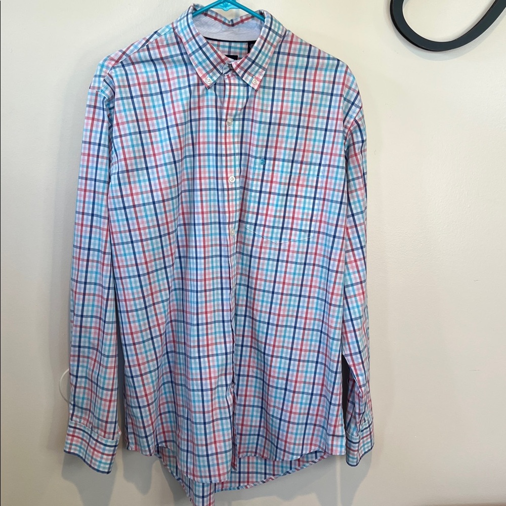 Izod Multicolor Checkered Long Sleeve Dress Shirt